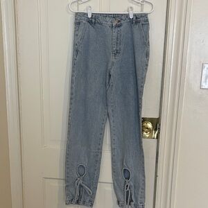 12th Tribe Light Blue Ankle Jeans with Bow Details